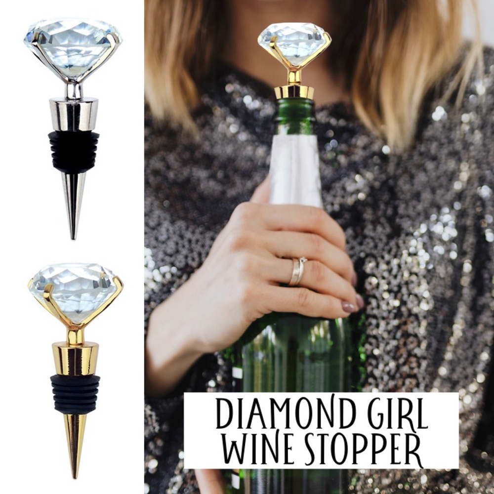 Diamond Girl Sparkle & Sip Wine Stopper Cork Bottle Cap Topper Lid